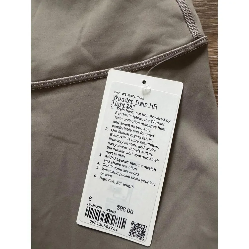 Lululemon Wunder Train High Rise 28” Warm Ash Grey Size 8 NWT